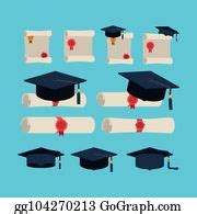 610 Graduation Card With Hats And Diplomas Clip Art | Royalty Free - GoGraph