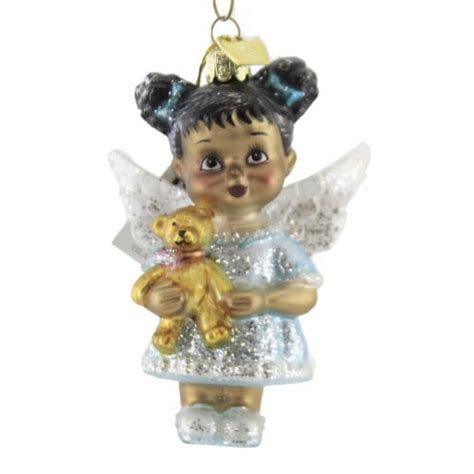 Black Angel - One Ornament 4 Inch, Glass - Teddy Bear Wings Sweet Girl ...