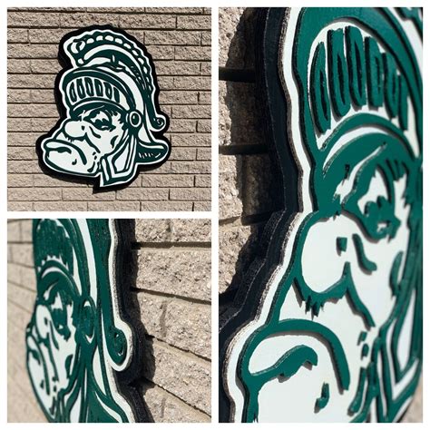 Michigan State Gruff Sparty Fan Art 3 Layer Bold Floating Tributes Pubs Man Caves Gifts ...