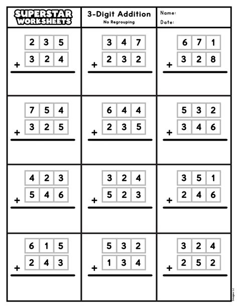 3-Digit Addition Worksheets - Superstar Worksheets