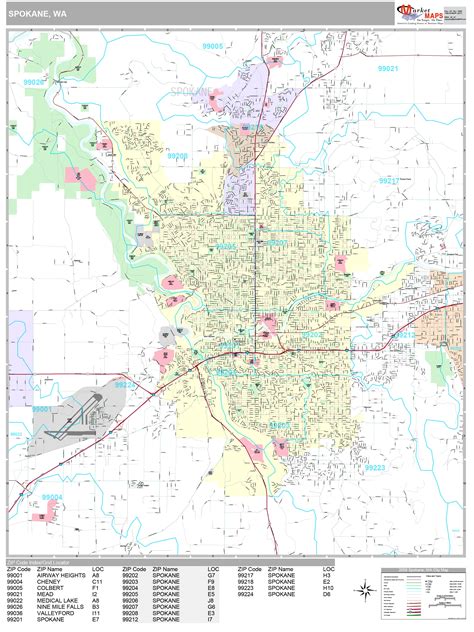 Spokane Washington Wall Map (Premium Style) by MarketMAPS - MapSales