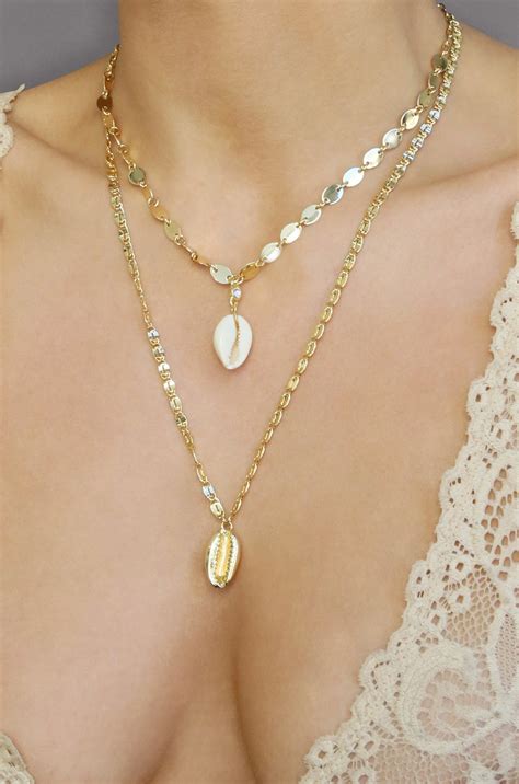 Double Cowrie Shell Layered Necklace Set – Ettika