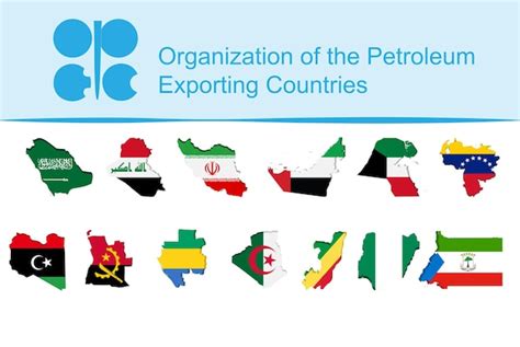 Premium Vector | The national flags of the opec member countries are located below the logo of ...