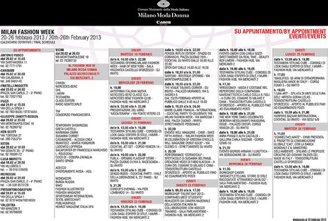 Samina: Milan Fashion Week Calendar / Milano Moda Donna