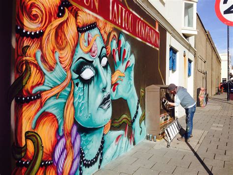 Brighton street art to announce Brighton Tattoo Convention 2014. | Urban art, Graffiti painting ...