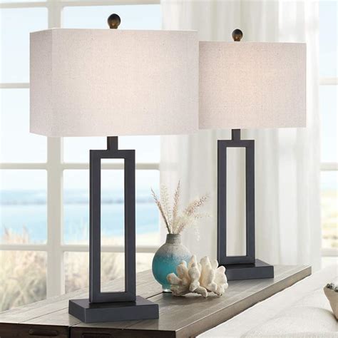 Aston Black Modern Table Lamp Set of 2 - #57V97 | Lamps Plus