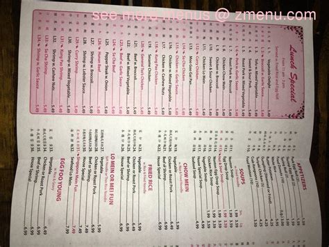 Menu at Ichiban Buffet restaurant, Picayune