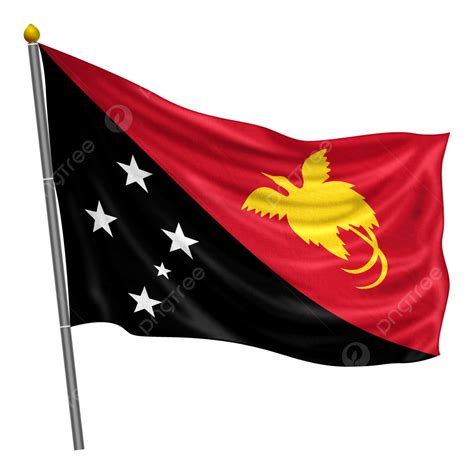 Papua New Guinea Flag Fluttering With Cloth Texture, Papua New Guinea ...