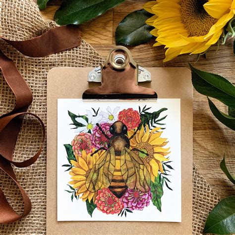 Bee Painting or Print for Sunflower Kitchen | Etsy