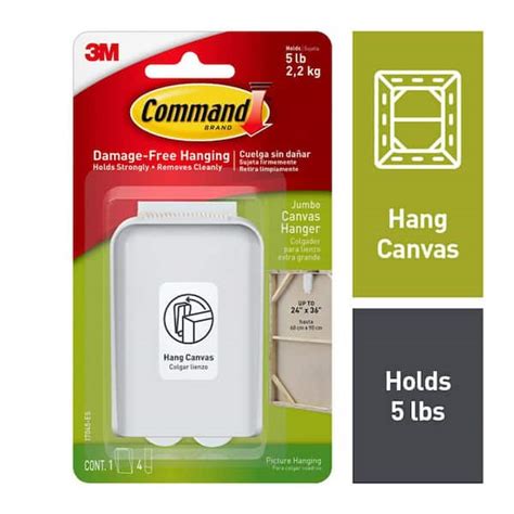 Command 5 lb. Jumbo White Canvas Picture Hanger (1 Hook, 4 Strips) 17045-ES - The Home Depot