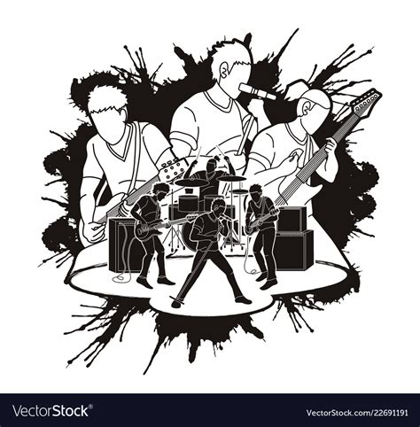 Musician playing music together band Royalty Free Vector