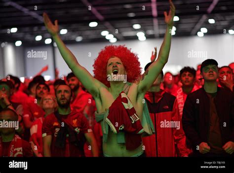 Liverpool fans watch the UEFA Champions League Final at the M&S Bank ...