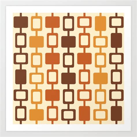 Mid Century Modern Square Columns Yellow Orange Brown Art Print by Kay ...