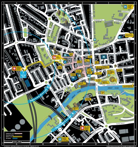 Wayfinding map of Bedford - Richard Bowring Photography Illustration and Graphic Design Cambridge