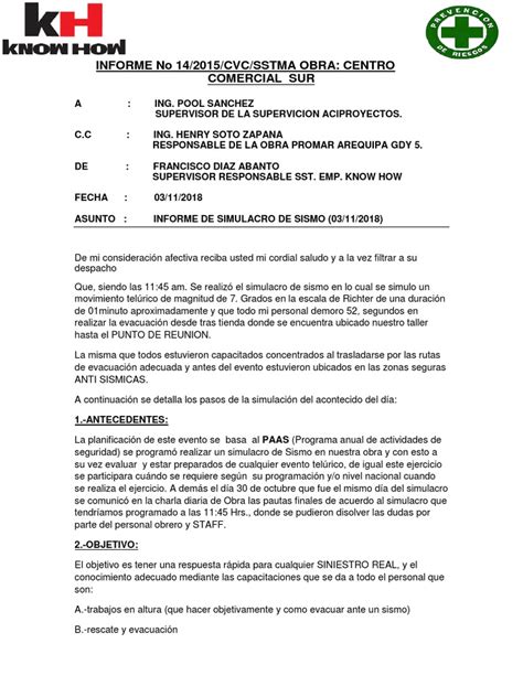 Informe Del Simulacro de Sismo 30 Octfda | PDF | Temblores | Sismología