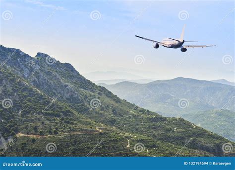 Airplane Flying Over the Mountains. Travel Concept Stock Photo - Image of beautiful, airport ...