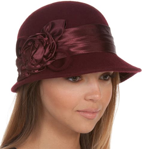 Sakkas Marilyn Vintage Style Wool Cloche Bucket Winter Hat with Satin ...