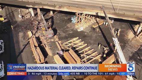 10 Freeway Fire: Crews completely clear hazardous materials 2 days ahead of schedule - YouTube