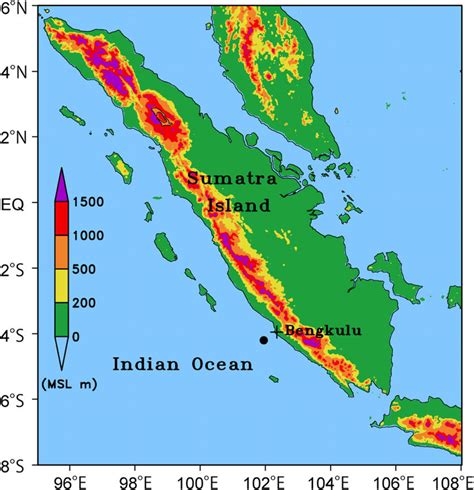 Topography of Sumatra Island and its surroundings and the locations of... | Download Scientific ...