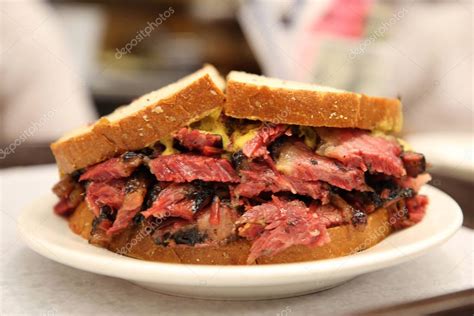 Famous Pastrami Rye Sandwich Served New York Deli - Stock Photo , #ad ...