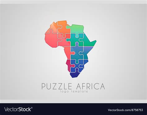 Puzzle Africa Map of Africa Africa logo Royalty Free Vector