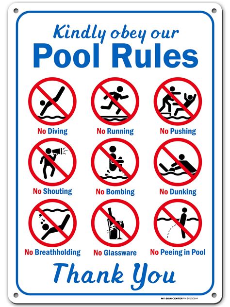 Buy Kindly Obey Our Pool Rules Sign, 10x14 Inches, Rust Free .040 ...