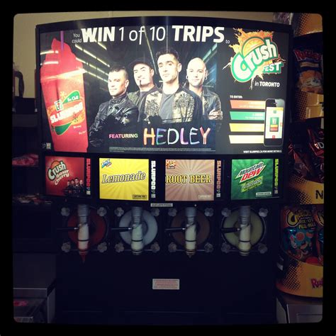 Slurpee machine display at 7/11!!!! Hedley crushfest 2014