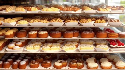 Premium AI Image | A display of pastries in a bakery.