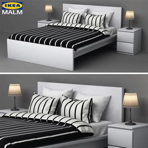 3d Model Of Bedroom Bed Malm Ikea