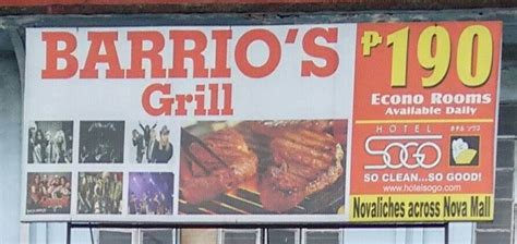 Menu at Barrio's, Quezon City