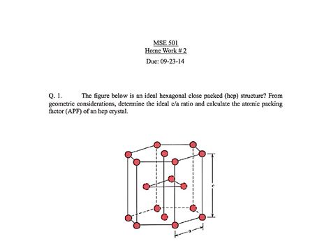 The figure below is an ideal hexagonal close packed | Chegg.com