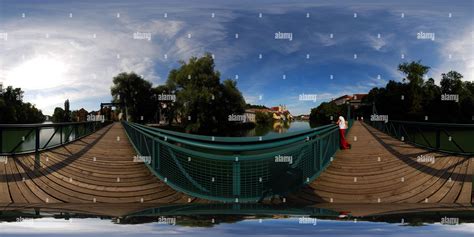 360° view of Pedestrian bridge over Steyr river - Alamy