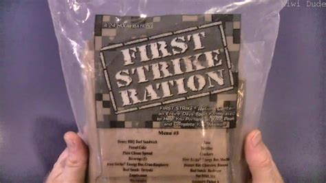 MRE Review - First Strike Ration - Menu 3 (Part 1: Quick Look) - YouTube