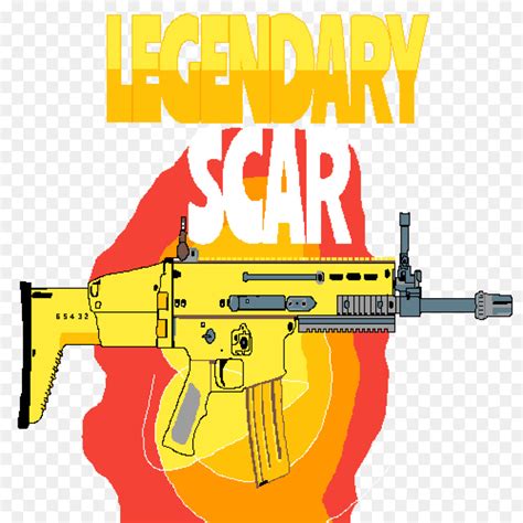 Fortnite Battle Royale Drawing FN SCAR Line art - Golden scar png ...