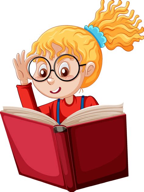 Cartoon student girl reading a book 10958934 Vector Art at Vecteezy