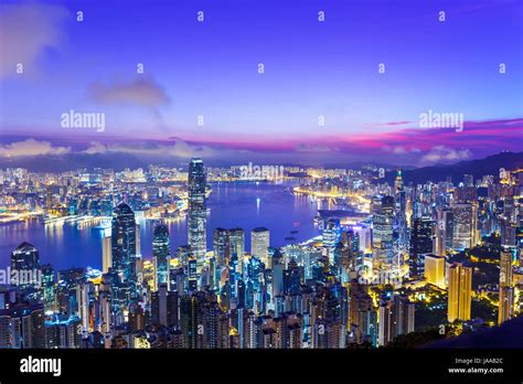 Hong Kong skyline during sunrise Stock Photo - Alamy