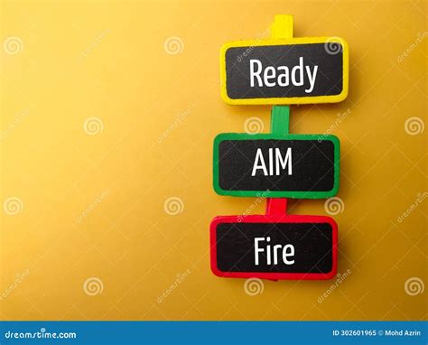 Three Motivational Words Ready, AIM and Fire Stock Image - Image of achievement, motivate: 302601965