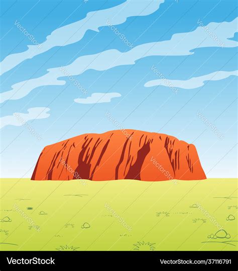 Uluru outback central australia scene Royalty Free Vector