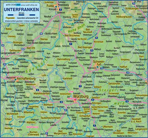 Map of Lower Franconia (Region in Germany, Bavaria) | Welt-Atlas.de