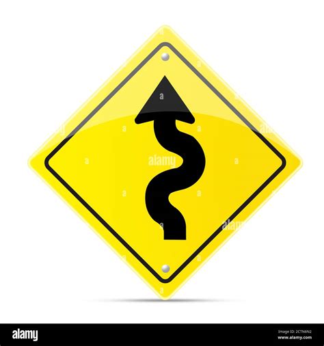 Curves ahead road sign Stock Photo - Alamy