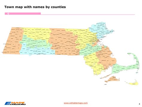 Massachusetts Town Map - Editable PowerPoint Maps