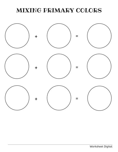 Mixing Colors Worksheet, Primary Color Mixing Worksheet, Digital Download, Color Mixing Chart ...