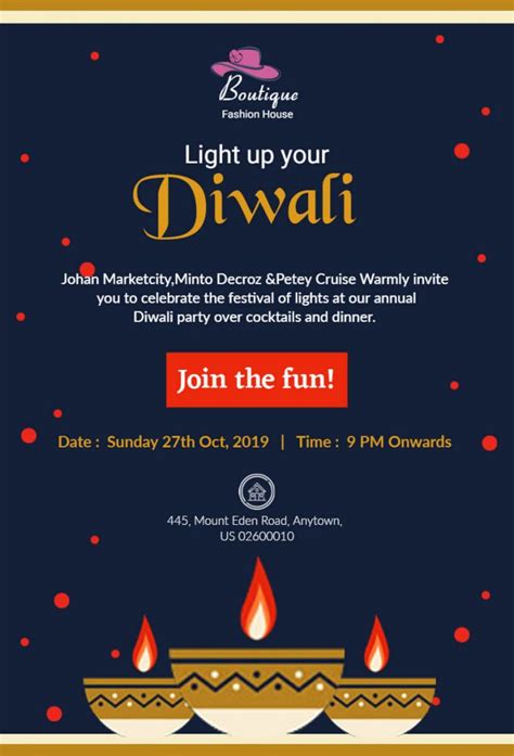 Diwali Party Invite Template