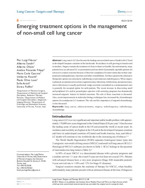(PDF) Emerging treatment options in the management of non-small cell lung cancer | Alberto ...