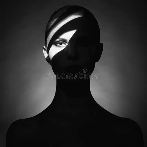 Surrealistic Young Lady with Shadow on Her Body Stock Image - Image of ...