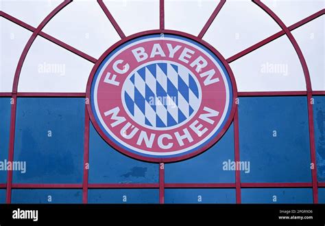 Munich, Germany. 24th Mar, 2023. The Bayern Munich logo can be seen at ...