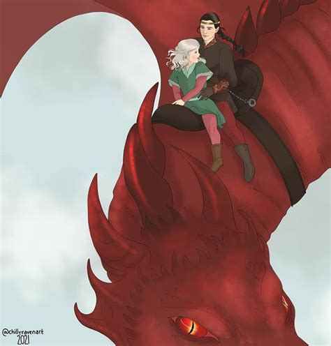 "Rhaenys Targaryen, The Queen Who Never Was, & little Laena with Meleys the Red Queen." Artw ...