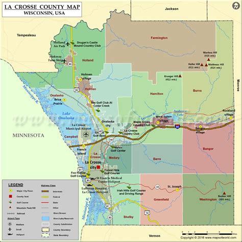 La Crosse County Map, Wisconsin