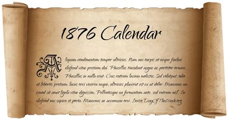 1876 Calendar: What Day Of The Week