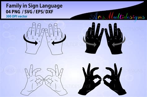 Family in Sign Language Cutting File Graphic by Arcs Multidesigns ...